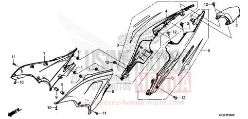 COUVERCLE LATERAL/CAPOT ARRIERE CBR500RAD de 2013